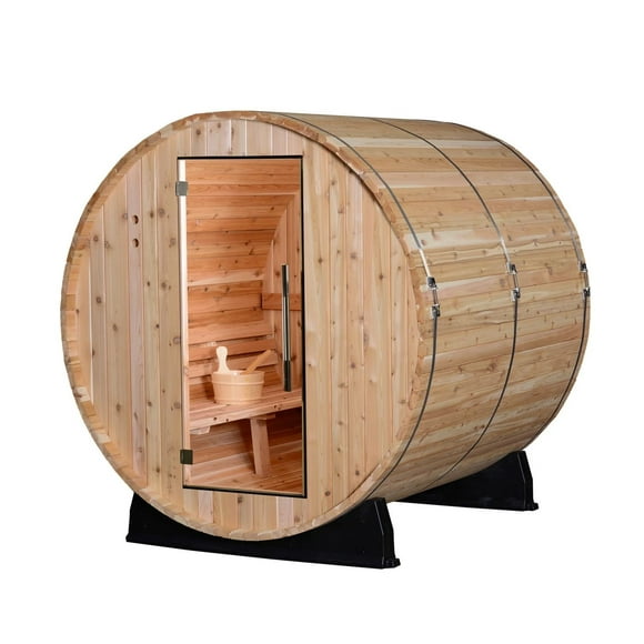 Almost Heaven Pinnacle Sauna tonneau pour 4 personnes en cèdre rustique, 6 pi x 6 pi