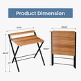 thumbnail image 7 of EDX Small Folding Desk with Shelf, No Assembly 2-Tier Compact Computer Table, Portable Study Workspace for Bedroom, Home Office, Brown, 7 of 7