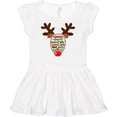 thumbnail image 3 of Inktastic Christmas Reindeer Face with Names and Red Nose Girls Baby Dress, 3 of 5