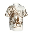 thumbnail image 2 of Daiia Western Desert Cowboys Hawaiian Shirt for Men Gentle Cotton Regular Short Sleeve Casual-XX-Large, 2 of 9