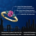 thumbnail image 2 of Gem Stone King 10K Yellow Gold Pink Created Sapphire and Blue Diamond Engagement Ring for Women | 1.20 Cttw | Oval 7X5MM | Gemstone September Birthstone | Size 7, 2 of 6