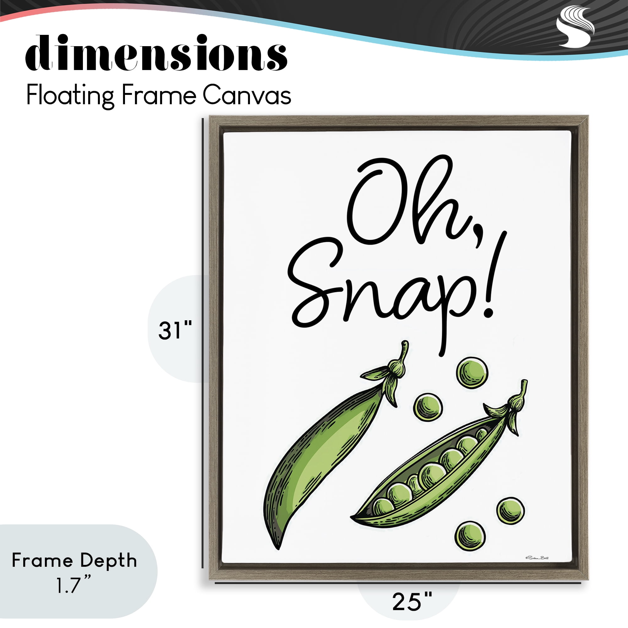 Stupell Industries Oh Snap Peas Brown Framed Floater Canvas Wall Art, design by Susan Ball