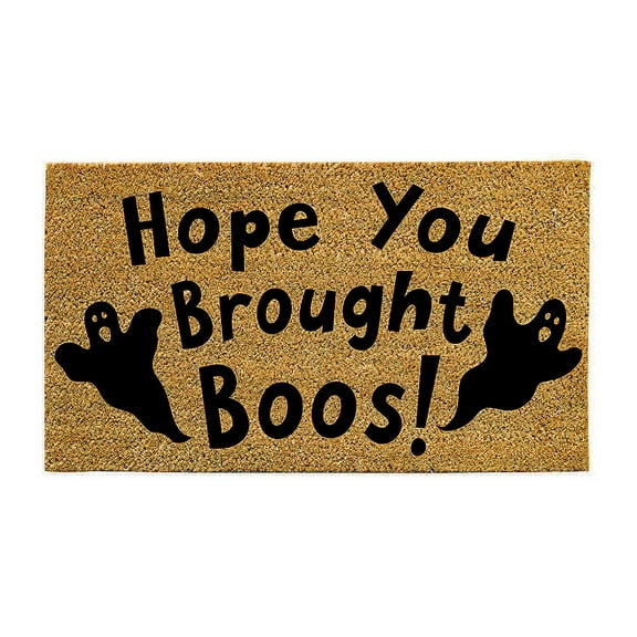 Evergreen 16 x 28 Inches Hope you Brought Boos Welcome Door Mat | Non-Slip Rubber Backing | Dirt catching Natural Coir | Indoor and Outdoor Home Decor