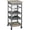 Grey, variant on Mobile Rolling Kitchen Island Trolley Serving Cart with Underneath Drawer & Slide-Out Wire Storage Basket, Grey, MDF, 14.5x14.5x32.25 inches