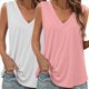 thumbnail image 2 of Paquete de 2 Camisetas Sin Mangas para Mujer, Blusas Informales Holgadas con Cuello en V para Vacaciones en la Playa. y Rosa M, 2 of 6