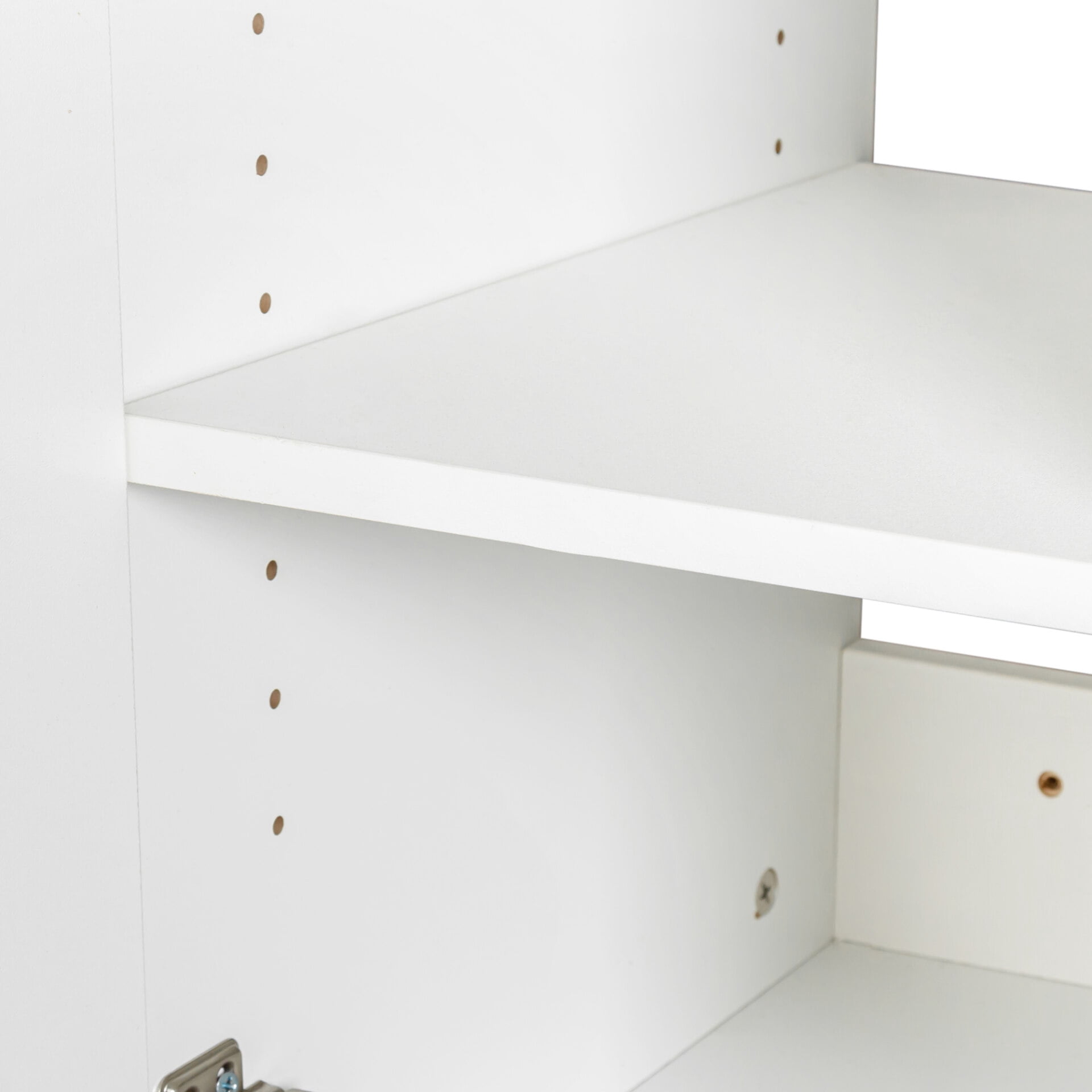 Wall Mounted Storage Cabinet, Kitchen Bathroom Wall Cabinet with Adjustable Shelves, Upper Stackable Storage Cabinet with 3 Doors, 15.75 "D x 35.43" W x 19.69 "H, White
