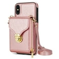 thumbnail image 2 of Nalacover Wallet Case for Apple iPhone XS / iPhone X,with Removable Adjustable Shoulder Strap,PU Leather Back Zipper Pocket Card Holder Stand Purse Shockproof Phone Case for Women Men,Rosegold, 2 of 10