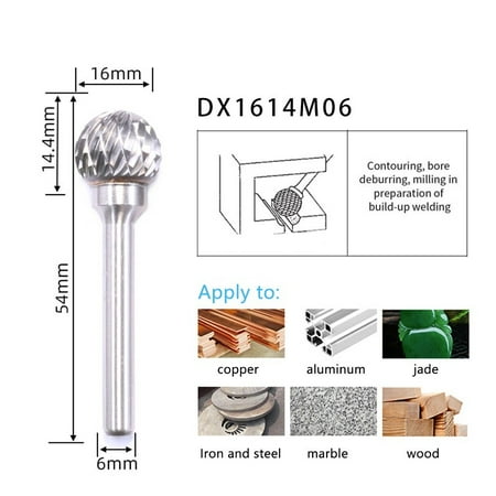 

Ball Head Die Grinder Bit Milling Carving Tool Tungsten Rotary File Carbide Burr