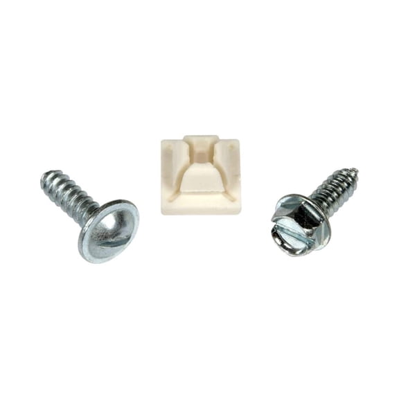 KarParts360 License Plate Retainers | Metal; Plastic | Zinc Clear Finish | White Color | 1/4 By 3/4 Size