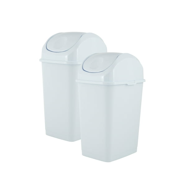Superio Mini Swing Top Trash Can 1.25 Gallon for Desk, Under Sink, Bathroom, On Counter 2 Pack