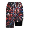 thumbnail image 5 of Jinhomg Mens Graphic Shorts Fancy American Flag Swim Trunks Big And Tall Comfy Elastic Drawstring Waist Beach Shorts with Liner Quick Dry 2 in 1 Athletic Board Shorts Black S, 5 of 6