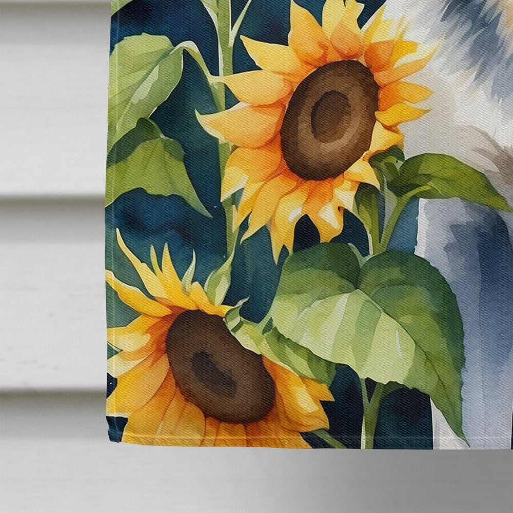 Alaskan Klee Kai in Sunflowers House Flag 28 in x 40 in