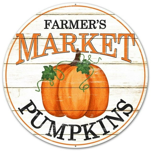 Craig Bachman 12" Metal Farmer's Market Sign: Pumpkins Metal Wreath Accent Sign MD0345