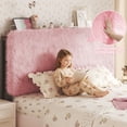 thumbnail image 6 of Patbrela Princess Headboard Twin Size for Girls, Upholstered Plush Headboard, 42.1" to 46.1" Adjustable Height, Pink, 6 of 9