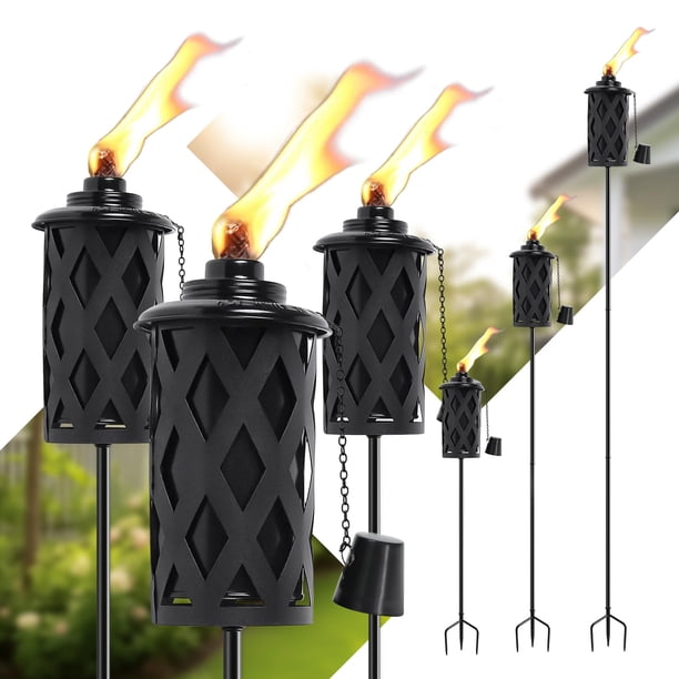 Antorchas de Jardín para Exterior SNOGSWOG de Metal Negro 150 cm Set de 6