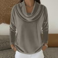 thumbnail image 6 of Women's Velvet Tops Elegant Cowl Neck Shirt Dressy Long Sleeve Blouse Trendy Casual Evening Party Tshirt Silver M, 6 of 7