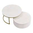 thumbnail image 5 of 31.5 Inch Round Nesting Coffee Table Set of 2, Minimalist Circular Stacking Center Table End Table With Drawer For Living Room, Balcony, And Yard, 5 of 9