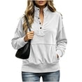 thumbnail image 6 of hoksml Women's Corduroy Henley Sweatshirt Stand Collar Pocket Long Sleeve Loose Pullover for Casual Travel Soft, 6 of 6