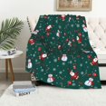 thumbnail image 2 of Christmas Blankets Christmas Snowman Santa Claus Throw Blankets Green Holiday Christmas Fleece Blanket Soft, Plush, Warm Winter Throw Blankets for Couch, Bed, Sofa 60"X50", 2 of 6