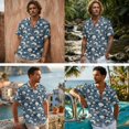 thumbnail image 2 of FOR U DESIGNS Shell Sea Wave Print Matchable Couples Outfits Linen-Style Men Button Down Shirt and Women Sleeveless Maxi Dress with Pocket, 2 of 7