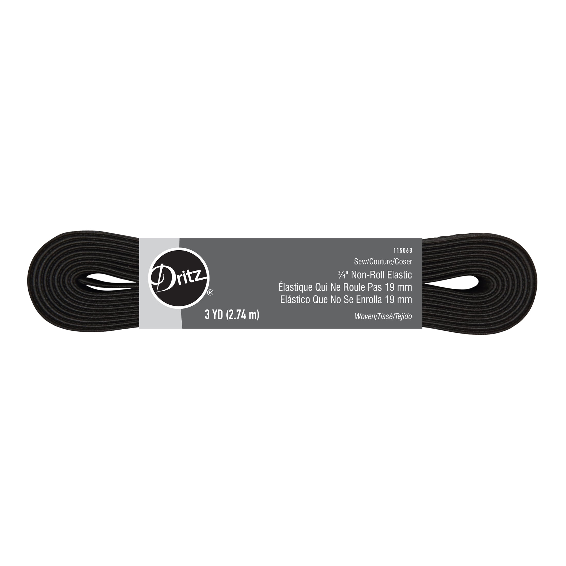 (4 pack) Dritz 3/4" Sewing & Crafting Non-Roll Elastic Black 3 Yards
