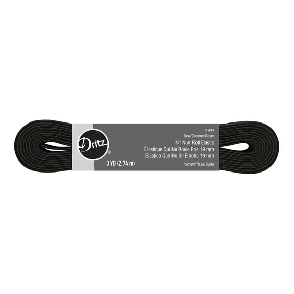 Dritz 3/4" Sewing & Crafting Non-Roll Elastic Black 3 Yards