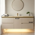 thumbnail image 3 of ESSENCIA 48 inch Floating Bathroom Vanity, with LED Light Motion Sensor, Water Resistant Wood Cabinet, Fluted design, Heavy Duty Sintered Stone Countertop, Ceramic Sink, Silvana (Greige), 3 of 11