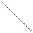thumbnail image 3 of Gem Stone King 925 Sterling Silver Pink Mystic Topaz and White Moissanite Tennis Bracelet for Women (6.91 Cttw, Gemstone Birthstone, Oval 6X4MM, 7 inch), 3 of 5