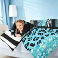 thumbnail image 5 of Homewish Animal Print Queen Bedding, Blue Zebra Leopard Print Bedding Comforter Set Queen, Black Reversible, 7-Piece, 5 of 7
