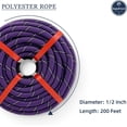 thumbnail image 6 of Arborist Rigging Rope Bull Rope Purple (1/2 in x 200ft) Polyester Braided Arborist Rope 48 Strands for Various Outdoor Applications Construction Climbing Swing Sailing, 6 of 9