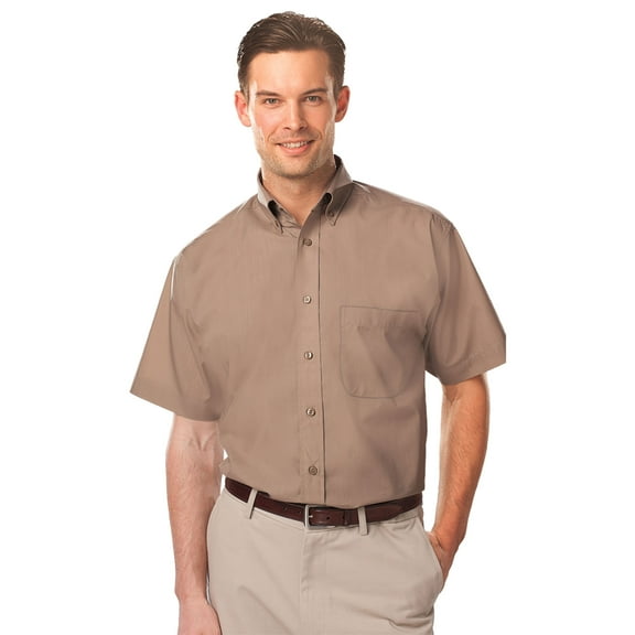 BlueGeneration Men'S S/S Light Weight Poplin Shirt - Tan 2 Extra Large Solid