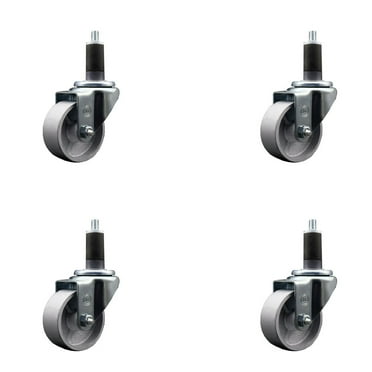 3 Inch Semi Steel Wheel Swivel 1-1/4 Inch Expanding Stem Caster Set SCC