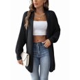thumbnail image 2 of Women'S Fall Winter Solid Color Casual Oversized Long Sleeve Chunky Knit Cardigan Sweater Jacket Black One size, 2 of 8