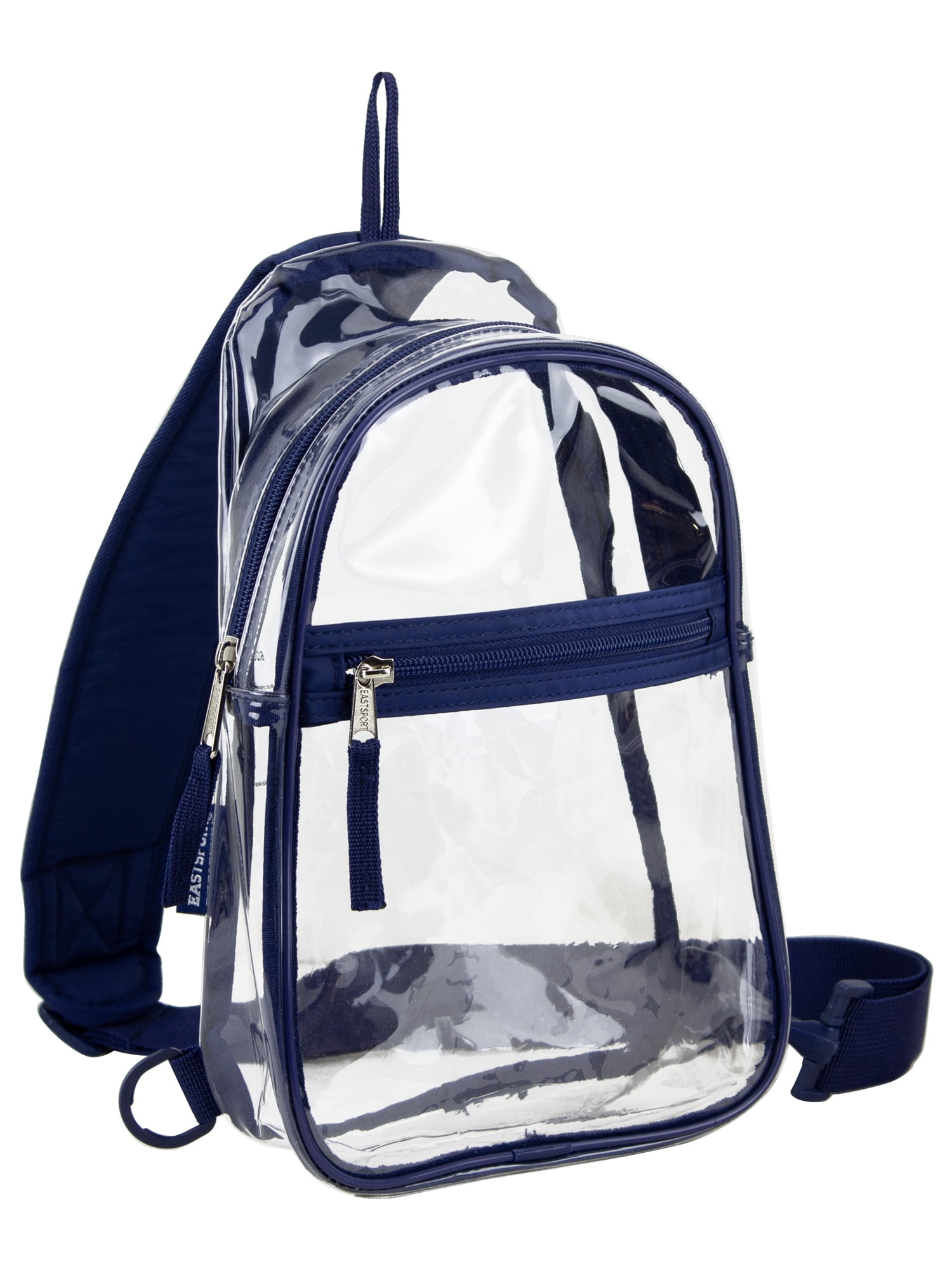 Eastsport Unisex Clear Sling Stadium Approved Bag, Blue Trim