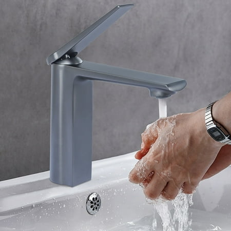 

S LUKKC LUKKC Summer Clearance-Sale! Bathroom Faucet Single Handle Bathroom Sink Faucet Bathroom Vanity Sink Faucets with Faucet Supply Lines 1 or 3 Hole Gray