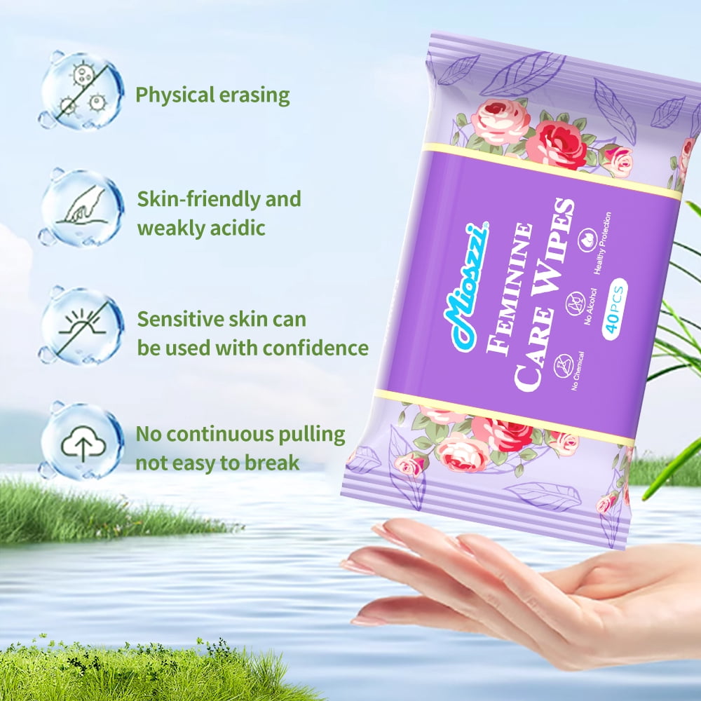 Mioszzi Gentle Daily Feminine Wipes, Hypoallergenic, Alcohol-Free, 6 Packs, 240 Total Count