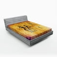 thumbnail image 1 of Ambesonne African Fitted Sheet, Native Women Dancing, Full Size, Tan Purple, 1 of 2