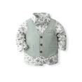thumbnail image 4 of ‌Boys 0-3Y Gentleman 3-Piece Suit Set (80/90/100cm) - English Style Floral Shirt + Vest + Pants, Formal Wear for Weddings, Parties & Special Occasions, 4 of 5