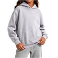 thumbnail image 2 of Girls Pullover Hoodie, Long Sleeve Solid Color Fleece Hooded Sweatshirt, Loose Fit Casual Hoodie with Pockets for Kids School Daily Wear, 11-12 Years, 2 of 9