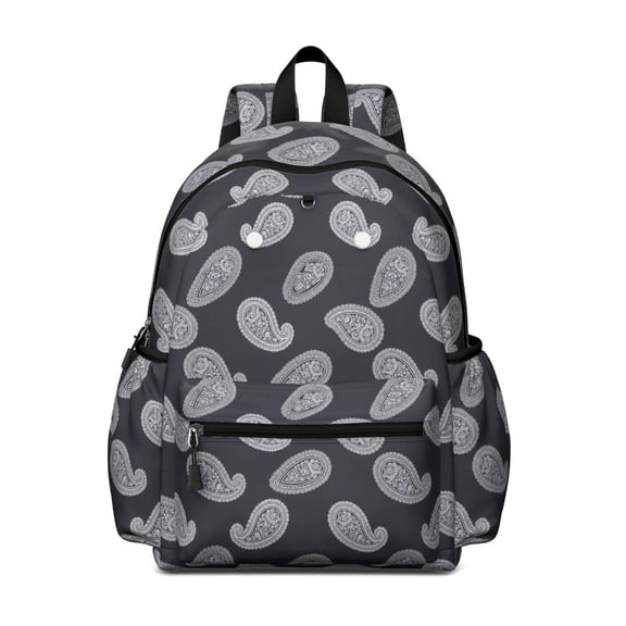 Paisley and Damask Blue Pattern Cute School Backpack with Padded Back and Adjustable Shoulder Straps 13.4"x11"x4.7"