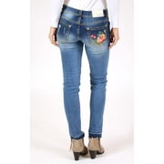 Grace in LA Jeans Womens Distressed Floral-Detail Embroidered Junior Fit Skinny Stretch Jeans (24)