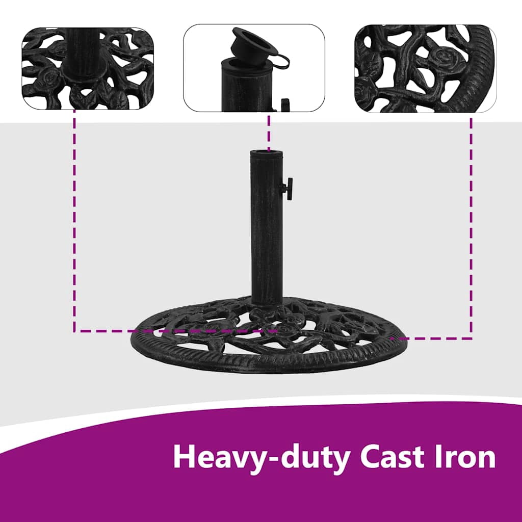 vidaXL 26.8 lb Black Round Cast Iron Patio Umbrella Bases, Adjustable Height
