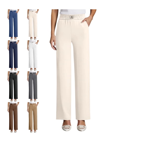 Drape High-Rise Silky Soft Pull-On Stretch Comfort Pants for Women Khaki 3XL