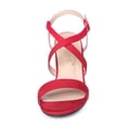 thumbnail image 3 of BLISSFUL STEP Women's Crisscross Straps Block Heeled Sandals Bright Red 8, 3 of 7