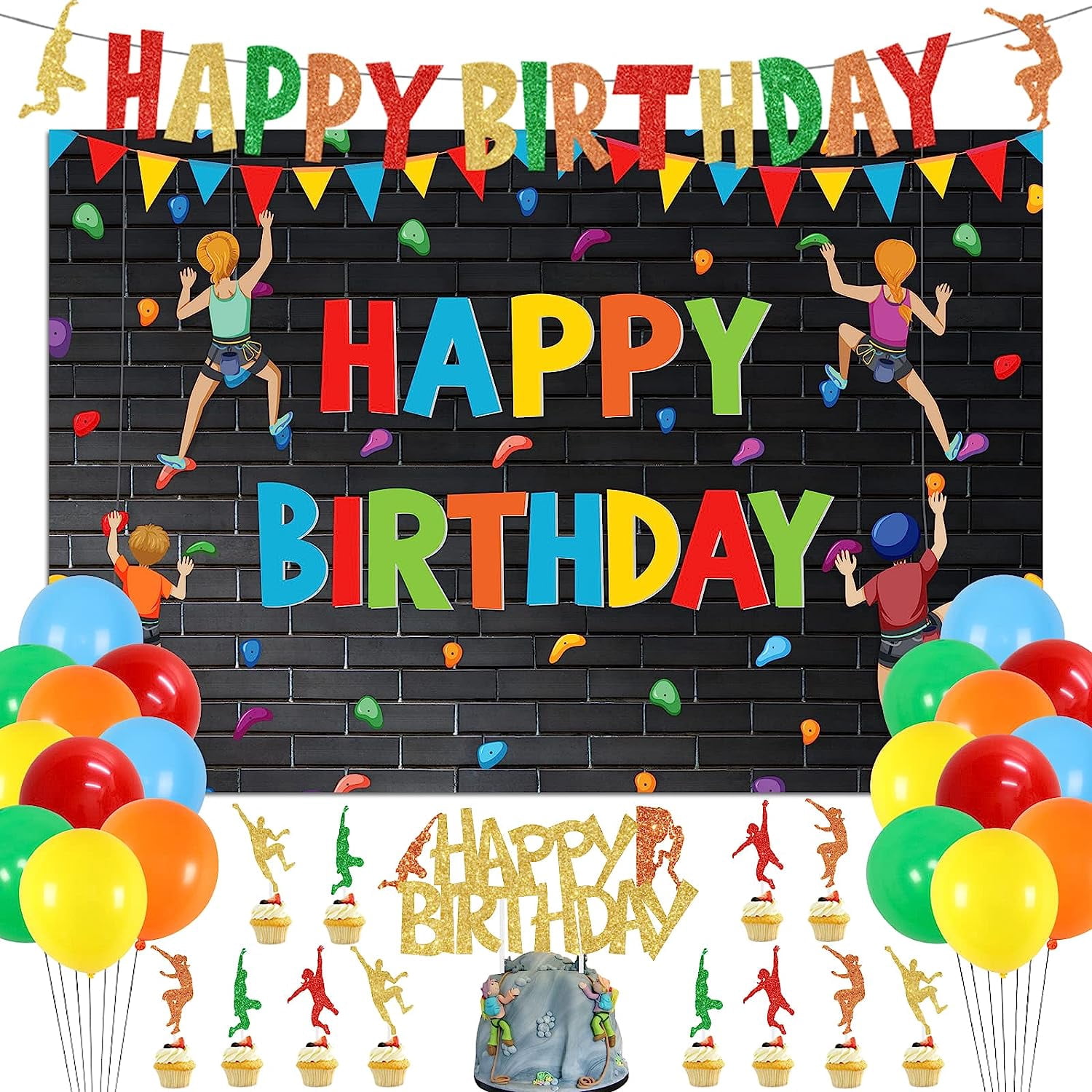 Ohgeecraft Rock Climbing Birthday Party Decorations, Balloons, Banner