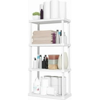 IRIS USA 4-Shelf Light Duty Plastic Storage Shelves, 200lb Capacity, 48" H x 24" W x 12" D, Medium Modular Shelving Unit Storage Organizer for Bathroom, Laundry, Garage & Home, Storage Rack - White