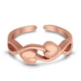 thumbnail image 2 of 5mm-Hearts Toe Band Ring 925 Sterling Silver Thin Adjustable Stylish Rings for Women, 2 of 5