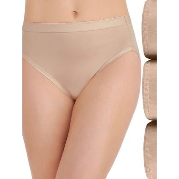 Vanity Fair Lingerie Women's Comfort Where It Counts Hi-Cut Underwear, 3-Pack