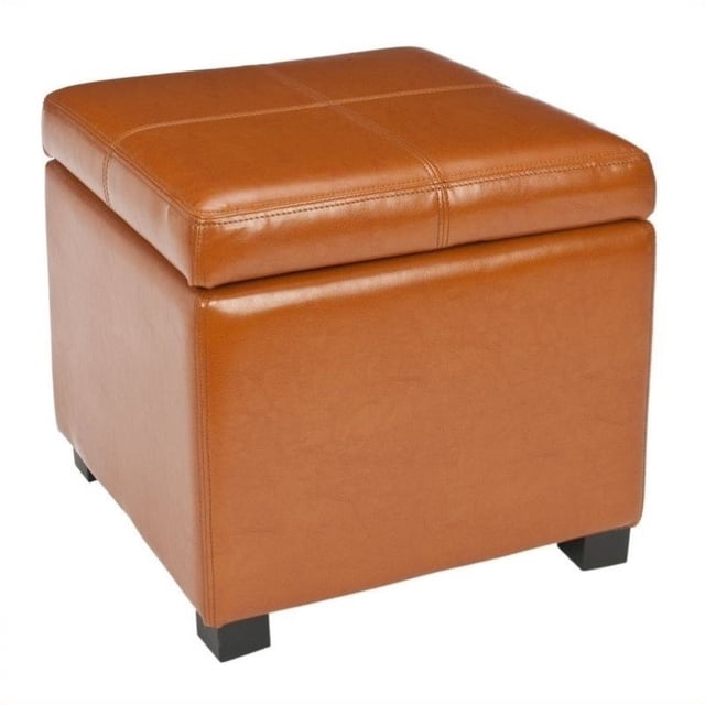 Hawthorne Pouf de Rangement en Cuir de Bois de Hêtre Collection en Selle
