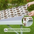 thumbnail image 6 of White Highland Cow Hat Leaf Pattern Square Fitted Tablecloth with Elastic Edge,Square Table Cover,Washable Elastic Table Cover for Home Kitchen Party Decor 36"x36", 6 of 6